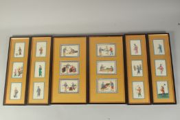 A COLLECTION OF FRAMED CHINESE PITH PAINTINGS, four uniformly framed and glazed - each with a set of