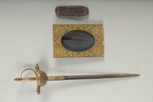 A COLLECTION OF THREE 19TH - 20TH CENTURY TOLEDO GOLD INLAID STEEL ITEMS, (3).