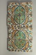 A PANEL OF EIGHT 18TH CENTURY NORTH AFRICAN TUNISIAN TILES.