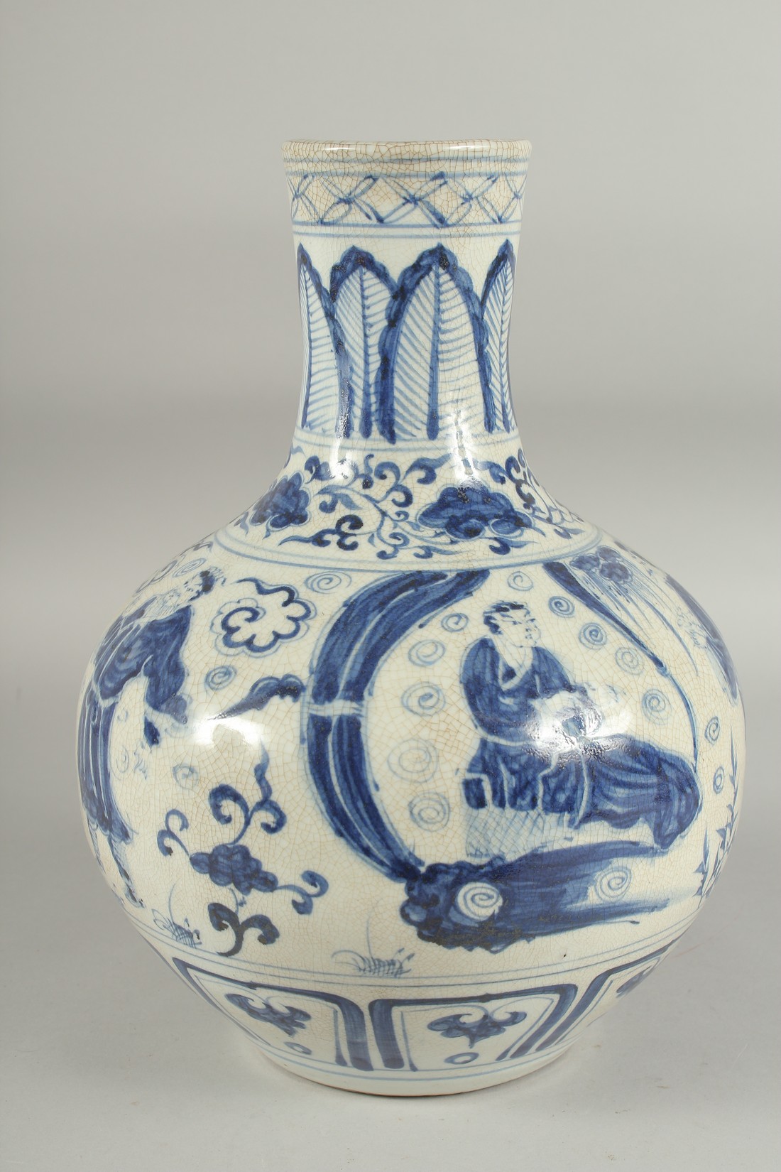 A CHINESE BLUE AND WHITE PORCELAIN VASE, painted with figures and glazed five-character mark to - Image 4 of 6