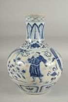 A CHINESE BLUE AND WHITE PORCELAIN VASE, painted with figures and glazed five-character mark to