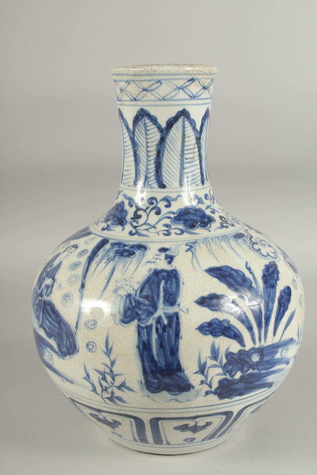 A CHINESE BLUE AND WHITE PORCELAIN VASE, painted with figures and glazed five-character mark to - Image 3 of 6