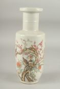 A CHINESE REBUBLIC PORCELAIN VASE with blossom and birds. 11ins high.