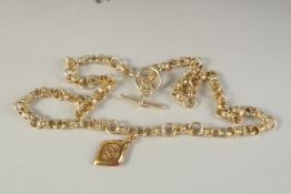 A DOUBLE ROW CHANEL GILT BELT with tag. 70cm long overall.
