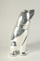 A SILVER PLATED COCKTAIL SHAKER, modelled as a POLAR BEAR. 10ins high.