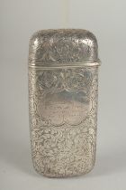 A VICTORIAN SILVER CASED ETUI CASE by NATHANIAL MILLS Birmingham, with inscription: Thomas Turner