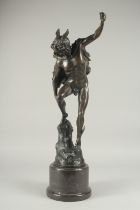 GIAMBOLOGNA. A GOOD BRONZE CLASSICAL FIGURE. Signed, on a circular base. 22ins high.