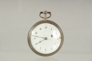 AN 18TH CENTURY SILVER POCKET WATCH by BREQUET a PARIS, with enamel dial and striking movement.