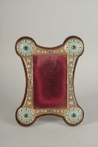 A RUSSIAN SILVER AND ENAMEL PHOTOGRAPH FRAME. Stamped 84. 9ins x 6.5ins.