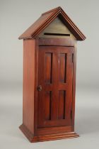 A WOODEN BOUND POST BOX. 1ft 10ins high.