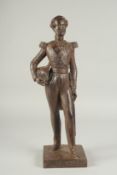 LOUIS PHILIPPE. A CAST IRON FIGURE OF DUC D' ORLEANS. Inscribed. 18ins high.