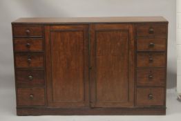 A GOOD LARGE GILLOW MODEL MAHOGANY CHEST AND CLOTHES PRESS with plain top, double panel doors to the