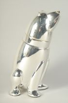 A SILVER PLATED COCKTAIL SHAKER, modelled as a POLAR BEAR. 10Ins high.