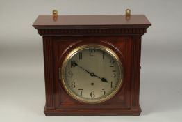A VICTORIAN MAHOGANY STANDING CLOCK with circular silvered dial, 11ins. Manufactured by JAMES
