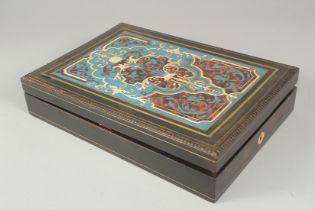 A GOOD BOULLE ARTIST'S BOX opening to reveal a fitted interior with artist's paints etc.. 12ins