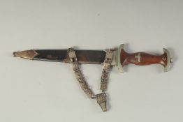 AN ORIGINAL THIRD REICH EARLY M1933 S A DAGGER by J. P. SOUER & SOHN, with wooden handle , metal