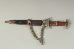 AN ORIGINAL THIRD REICH EARLY M1933 S A DAGGER by J. P. SOUER & SOHN, with wooden handle , metal