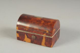 A MINIATURE TORTOISESHELL DOMED CADDY. 2.75ins .