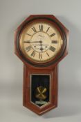 A VICTORIAN MAHOGANY WALL CLOCK by R. SALSBURY & SONS, GUILDFORD, manufactured by ANSONIA CLOCK