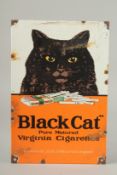 AN ENMAEL SIGN "BLACK CAT". 12ins x 9ins.