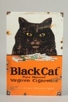 AN ENMAEL SIGN "BLACK CAT". 12ins x 9ins.