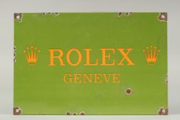 AN ENMAEL SIGN "ROLEX". 8ins x 12ins.
