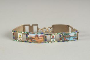 AN EGYPTIAN SILVER ENAMEL BRACELET.