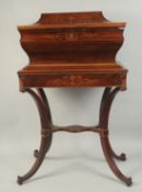 A SUPERB MAHOGANY MARRIAGE BOX on a stand, silk lined. 2ft wide, 1ft 3ins deep, 3ft high.