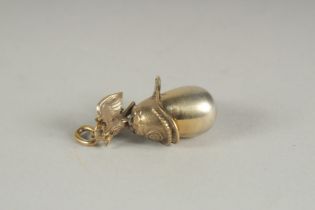 A RUSSIAN SILVER EAGLE AND HELMET EGG PENDANT.