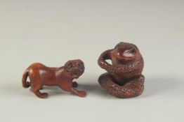 TWO JAPANESE BOXWOOD NETSUKES.