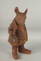 A CAST IRON BEATRIX POTTER FIGURE "PETER RABBIT". 17ins high.