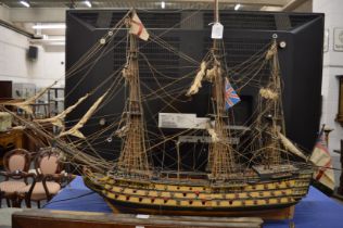 A model of a galleon on stand.