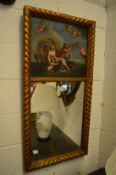 A good 19th century gilt framed trumeau mirror with painting of classical figures to the upper