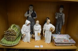 Decorative china to include Continental pottery figures of monks.