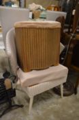 Lloyd loom linen basket and chair.