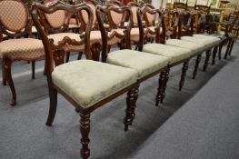 A good set of six Victorian rosewood and upholstered dining chairs.