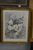 A M Carr, still life of flowers in a vase, watercolour, signed.