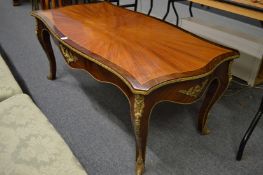 A good French style ormolu mounted coffee table.