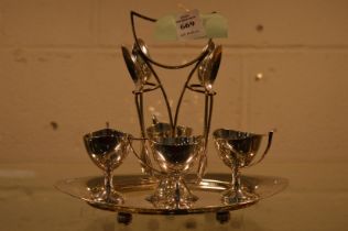 A plated egg cruet.