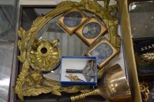 Miscellaneous collectables including a brass mirror.