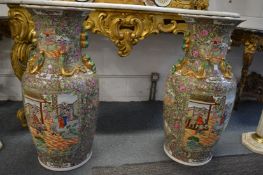 A large pair of Chinese floor standing vases (af).