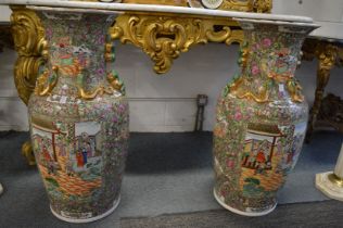 A large pair of Chinese floor standing vases (af).