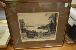 John Fullwood, group of three framed etchings.