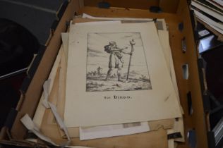 A group of unframed prints, engravings etc.