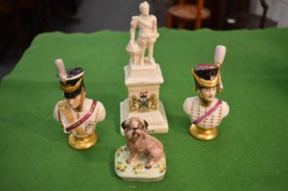 An Arcadian crested china model of Drake together with a Basil Matthews model of a dog seated on a