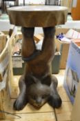 Novelty carved wood plant stand, modelled as a cat.