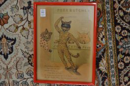 In the manner of Louis Wain, Pork Butcher together with other similar prints.