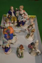 A small group of 19th century and later porcelain figures.