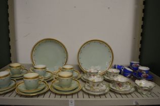 Minton gilt decorated part tea service, other tea ware to include Russian floral decorated cups