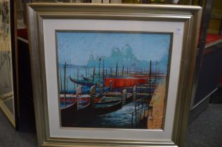 Tony Rome, Venice, depicting gondola's, pastel, signed.